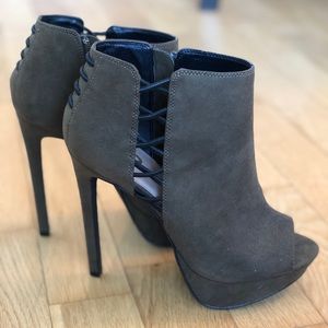 Peep Toe Platform Suede Bootie